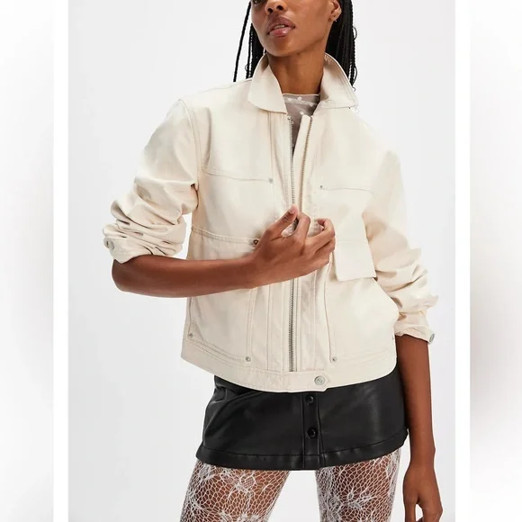 FREE PEOPLE WE THE FREE Blair Vegan Suede Jacket In Sea salt - Picture 6 of 15